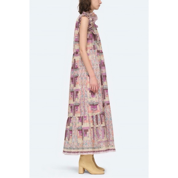 NWOT SEA New York Maxi Patchwork Purple Sleeveless Naya Pleated Dress - Picture 4 of 7